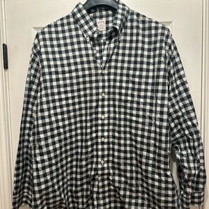 Brooks Brothers Black and White Plaid Men's Shirt